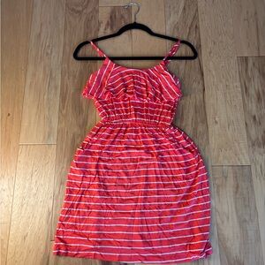 Aqua Vibrant Red and White Striped Garment
